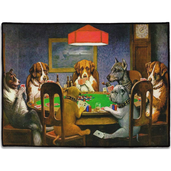 Custom Dogs Playing Poker by C.M.Coolidge Door Mat - 24"x18"