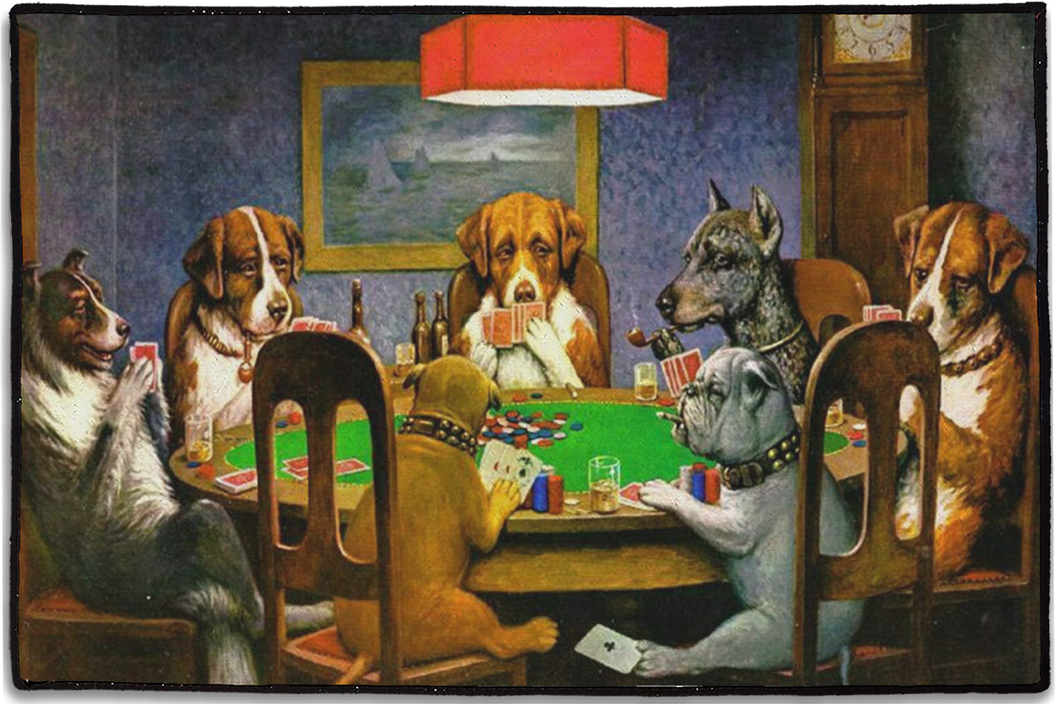 Custom Dogs Playing Poker 1903 C.M.Coolidge Door Mat | YouCustomizeIt