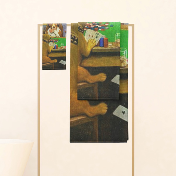 Dogs Playing Poker by C.M.Coolidge Personalized Towel Set