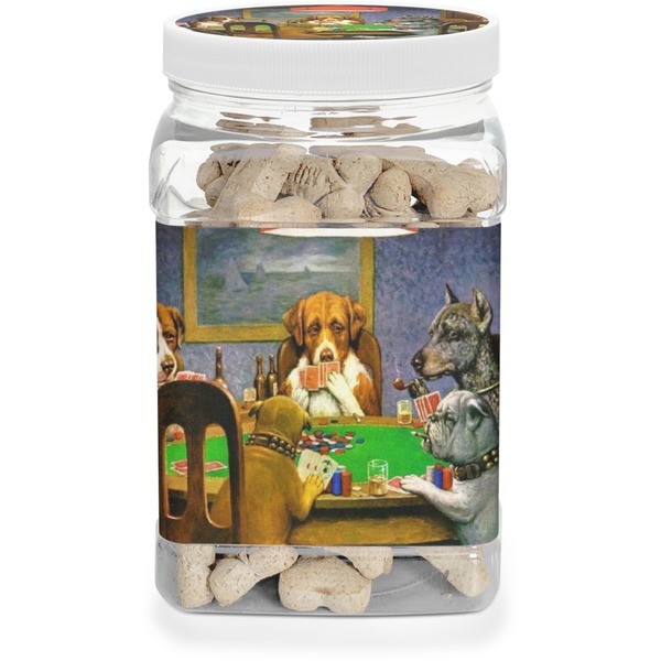 Custom Dogs Playing Poker by C.M.Coolidge Dog Treat Jar