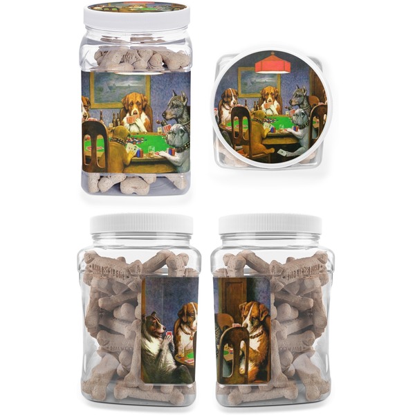 Dogs Playing Poker by C.M.Coolidge Pet Treat Jar - Multiple Angles