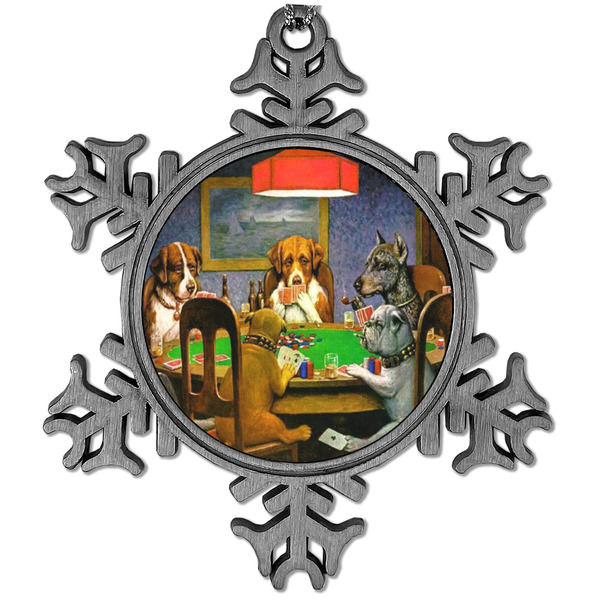 Custom Dogs Playing Poker by C.M.Coolidge Vintage Snowflake Ornament