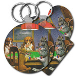Dogs Playing Poker by C.M.Coolidge Plastic Keychain