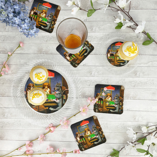 Dogs Playing Poker by C.M.Coolidge Plastic Party Appetizer & Dessert Plates - In Context