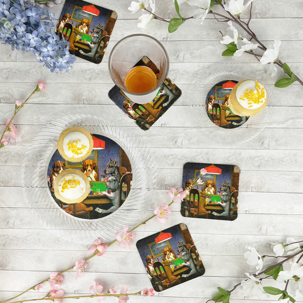 Dogs Playing Poker by C.M.Coolidge Plastic Party Dinner Plates - In Context