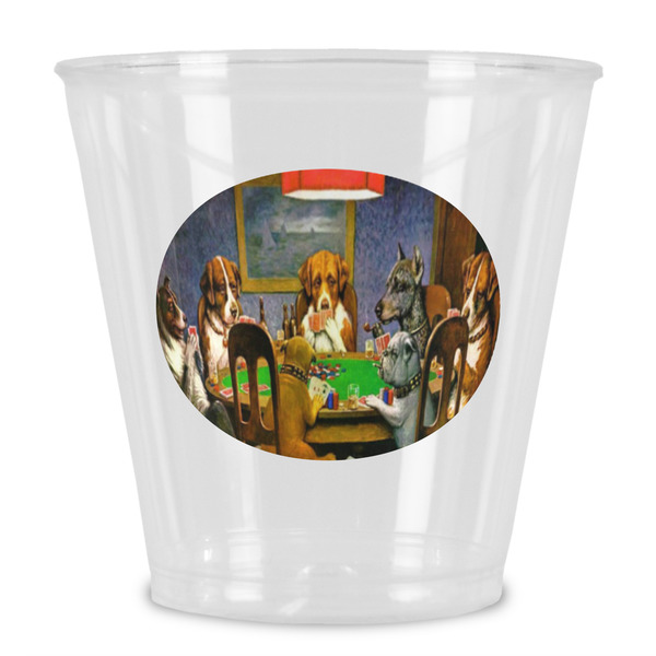 Custom Dogs Playing Poker by C.M.Coolidge Plastic Shot Glass