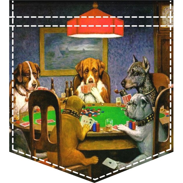 Custom Dogs Playing Poker by C.M.Coolidge Iron On Faux Pocket