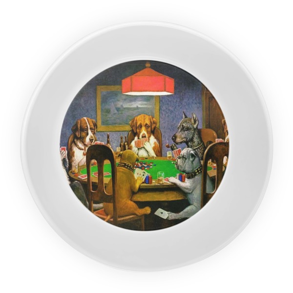 Dogs Playing Poker by C.M.Coolidge Melamine Bowl - Center