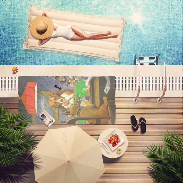 Dogs Playing Poker by C.M.Coolidge Pool Towel Lifestyle