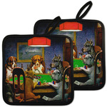 Dogs Playing Poker by C.M.Coolidge Pot Holders - Set of 2