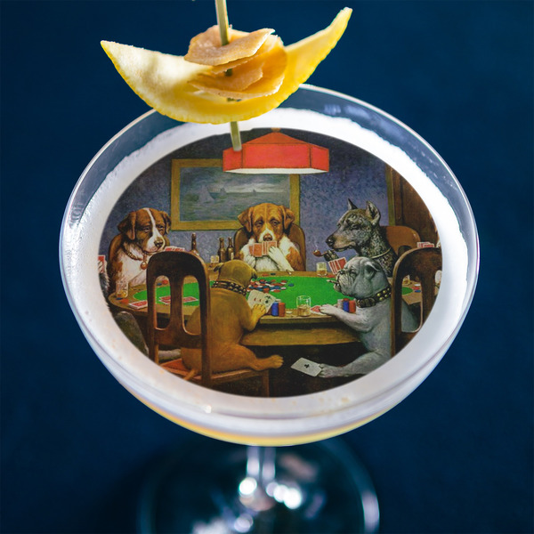 Dogs Playing Poker by C.M.Coolidge Printed Drink Topper - Large - In Context