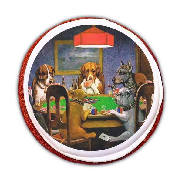 Dogs Playing Poker by C.M.Coolidge Printed Icing Circle - Medium - On Cookie
