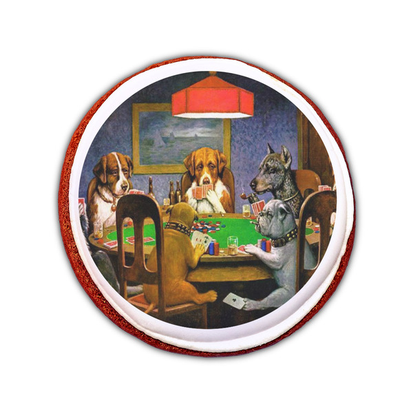 Dogs Playing Poker by C.M.Coolidge Printed Icing Circle - Small - On Cookie