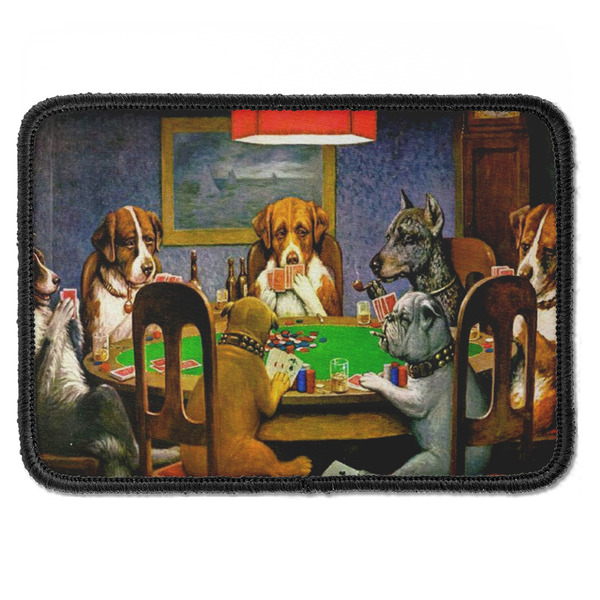 Custom Dogs Playing Poker by C.M.Coolidge Iron On Rectangle Patch
