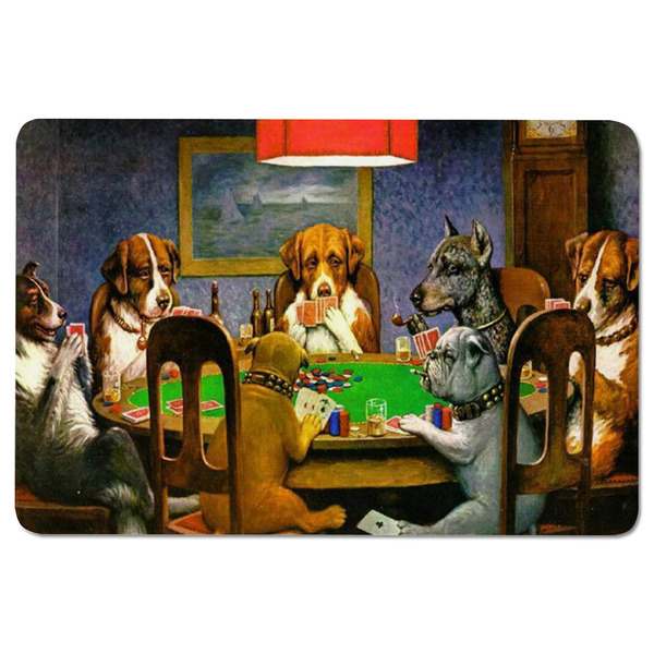 Dogs Playing Poker by C.M.Coolidge Rectangular Fridge Magnet - FRONT