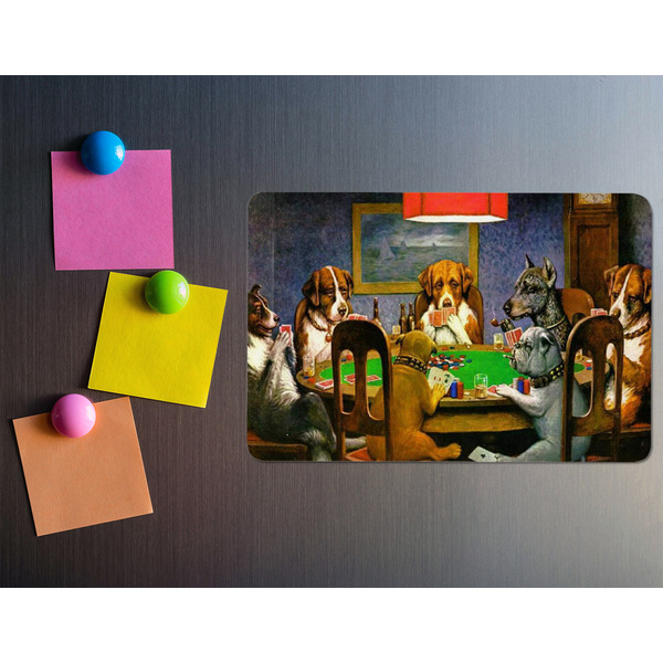 Dogs Playing Poker by C.M.Coolidge Rectangular Fridge Magnet - LIFESTYLE