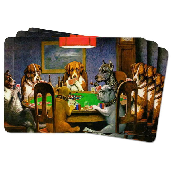 Dogs Playing Poker by C.M.Coolidge Rectangular Fridge Magnet - THREE