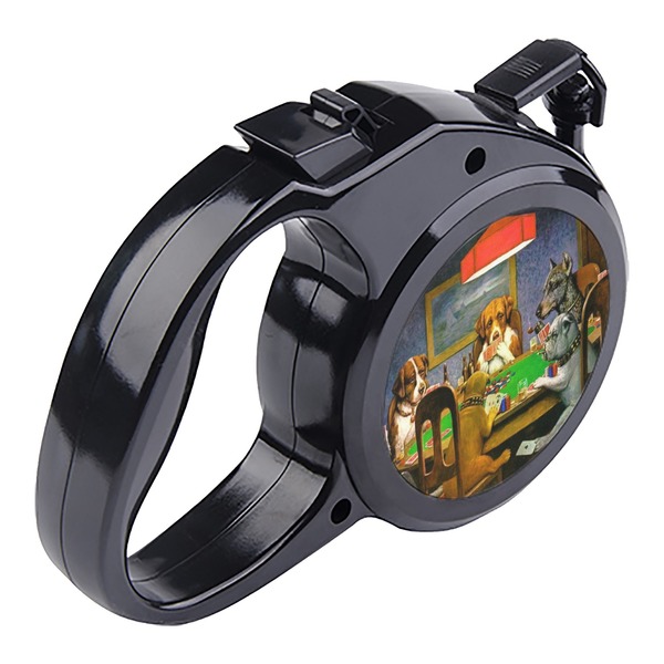 Dogs Playing Poker by C.M.Coolidge Retractable Dog Leash - Angle