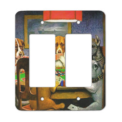 Dogs Playing Poker by C.M.Coolidge Rocker Style Light Switch Cover - Two Switch