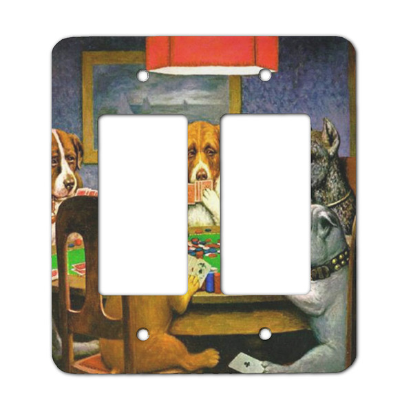 Custom Dogs Playing Poker by C.M.Coolidge Rocker Style Light Switch Cover - Two Switch