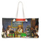 Dogs Playing Poker by C.M.Coolidge Large Tote Bag with Rope Handles