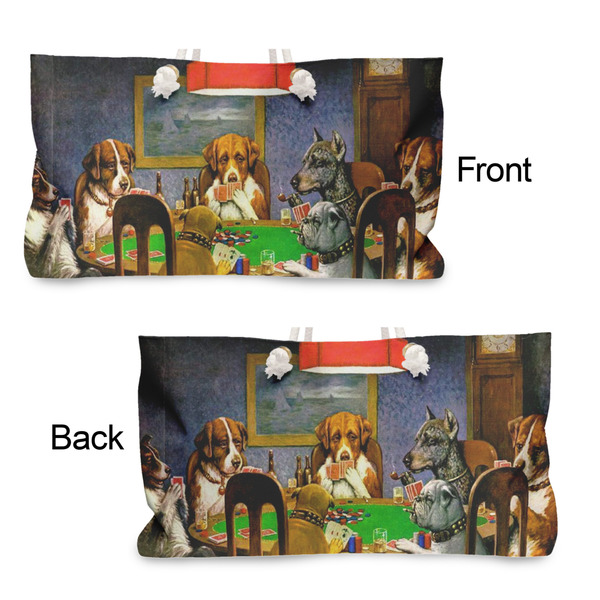 Dogs Playing Poker by C.M.Coolidge Large Rope Tote - From & Back View