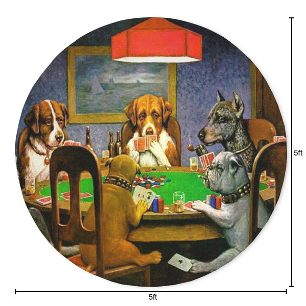 Dogs Playing Poker by C.M.Coolidge Round Area Rug - Size