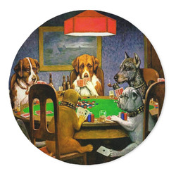 Dogs Playing Poker by C.M.Coolidge 5' Round Indoor Area Rug