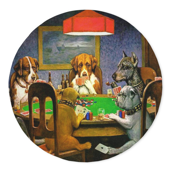 Custom Dogs Playing Poker by C.M.Coolidge 5' Round Indoor Area Rug