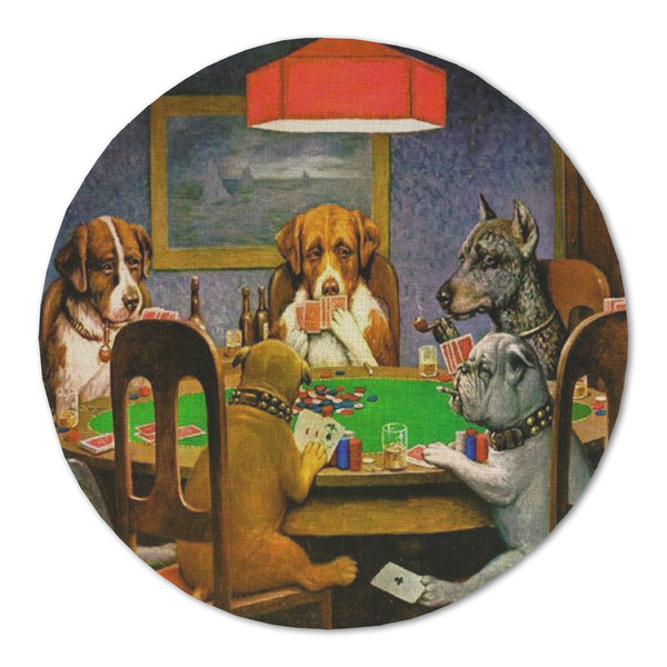 Custom Dogs Playing Poker by C.M.Coolidge Round Linen Placemat