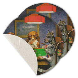 Dogs Playing Poker by C.M.Coolidge Round Linen Placemat - Single Sided - Set of 4