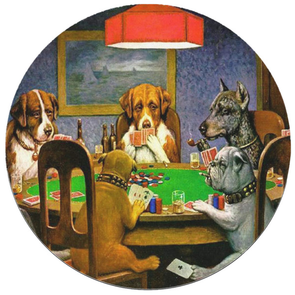 Dogs Playing Poker by C.M.Coolidge Round Mousepad - APPROVAL
