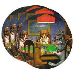 Dogs Playing Poker by C.M.Coolidge Round Paper Coasters
