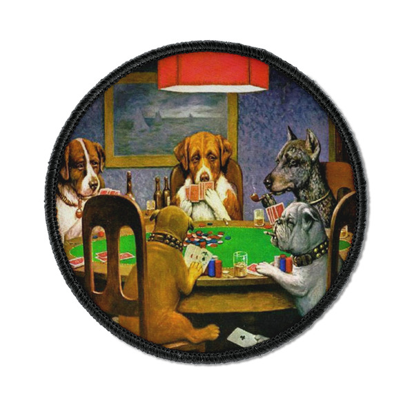 Custom Dogs Playing Poker by C.M.Coolidge Iron On Round Patch