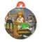 Dogs Playing Poker by C.M.Coolidge Round Pet ID Tag - Large - Front