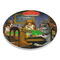 Dogs Playing Poker by C.M.Coolidge Round Stone Trivet - Angle View