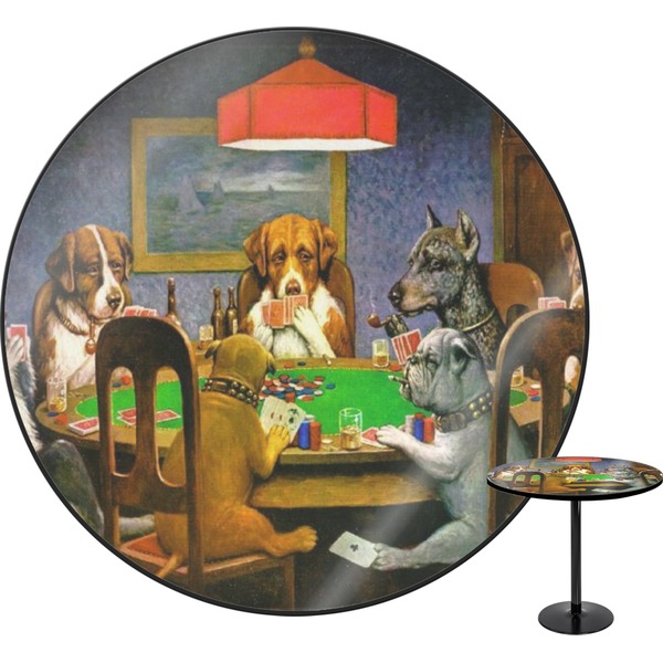 Custom Dogs Playing Poker by C.M.Coolidge Round Table - 24"