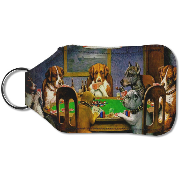 Dogs Playing Poker by C.M.Coolidge Sanitizer Holder Keychain - Small (Back)