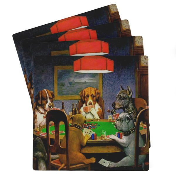 Custom Dogs Playing Poker by C.M.Coolidge Absorbent Stone Coasters - Set of 4