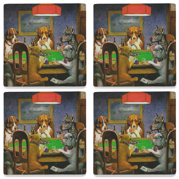 Dogs Playing Poker by C.M.Coolidge Set of 4 Sandstone Coasters - See All 4 View