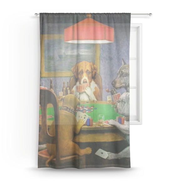 Custom Dogs Playing Poker by C.M.Coolidge Sheer Curtain - 50"x84"