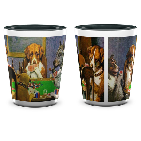 Dogs Playing Poker by C.M.Coolidge Shot Glass - Two Tone - APPROVAL