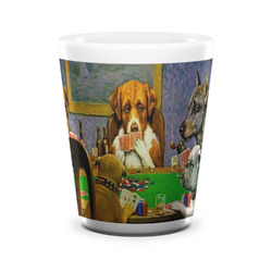 Dogs Playing Poker by C.M.Coolidge Ceramic Shot Glass - 1.5 oz - White - Single