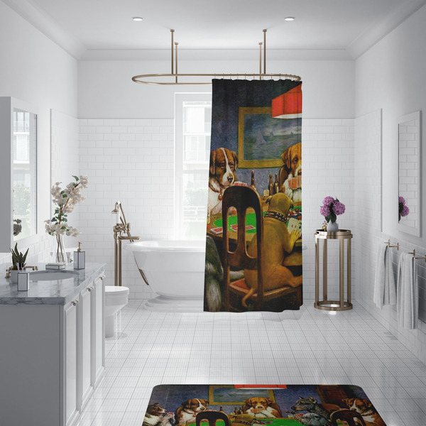 Dogs Playing Poker by C.M.Coolidge Shower Curtain - Custom Size
