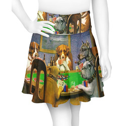 Dogs Playing Poker by C.M.Coolidge Skater Skirt