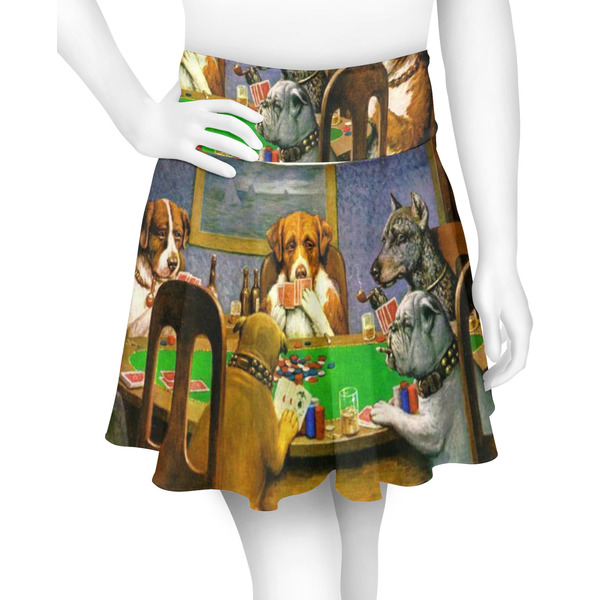 Custom Dogs Playing Poker by C.M.Coolidge Skater Skirt