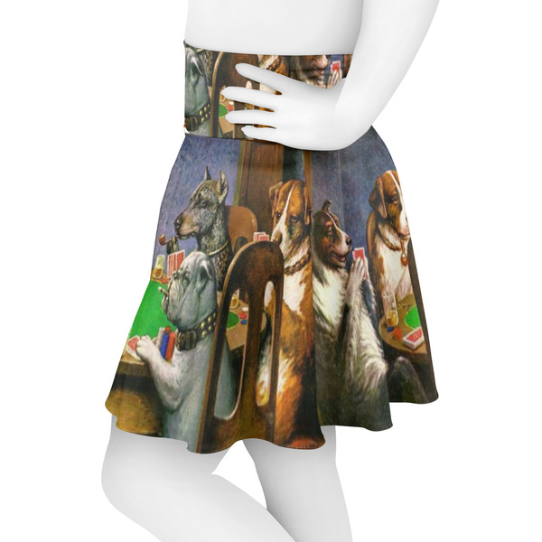 Dogs Playing Poker by C.M.Coolidge Skater Skirt - Side