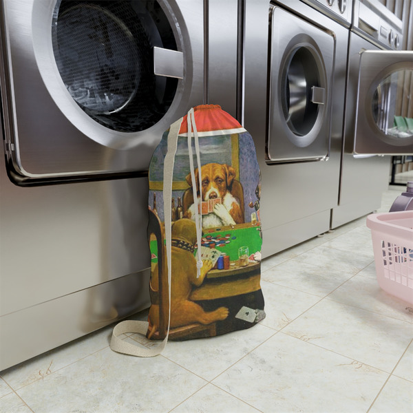 Dogs Playing Poker by C.M.Coolidge Small Landry Bag - In Context