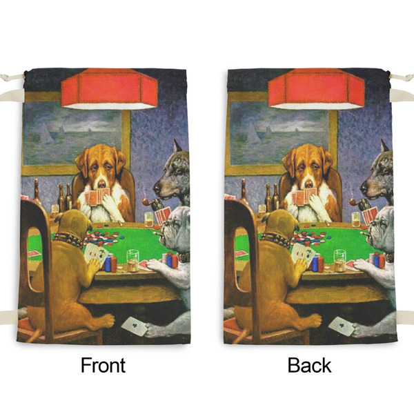 Dogs Playing Poker by C.M.Coolidge Small Laundry Bag - Front & Back View