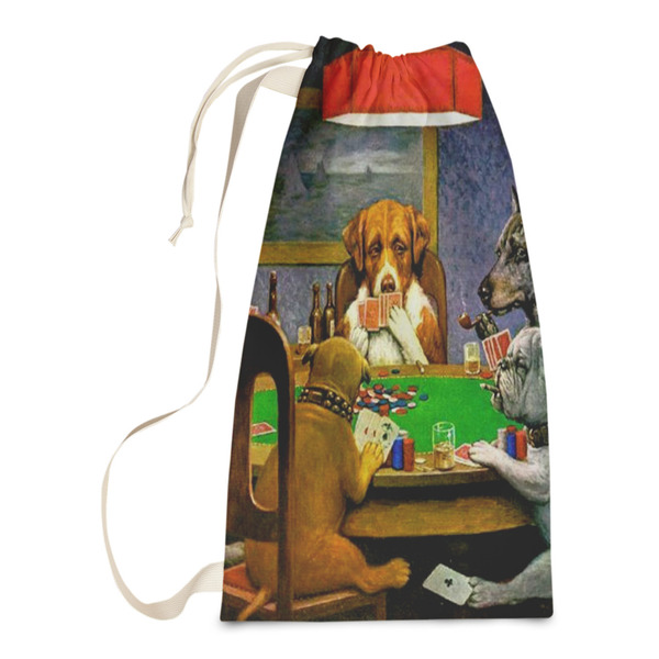 Custom Dogs Playing Poker by C.M.Coolidge Laundry Bags - Small